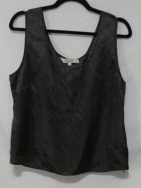 NESS Black & Silver Polka Dot Tank Top Side Zip Closure - Women's Size Large